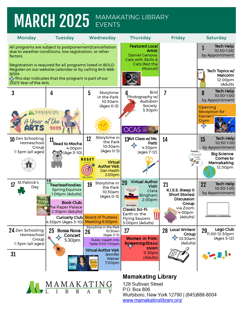 Patron Calendar March 2025